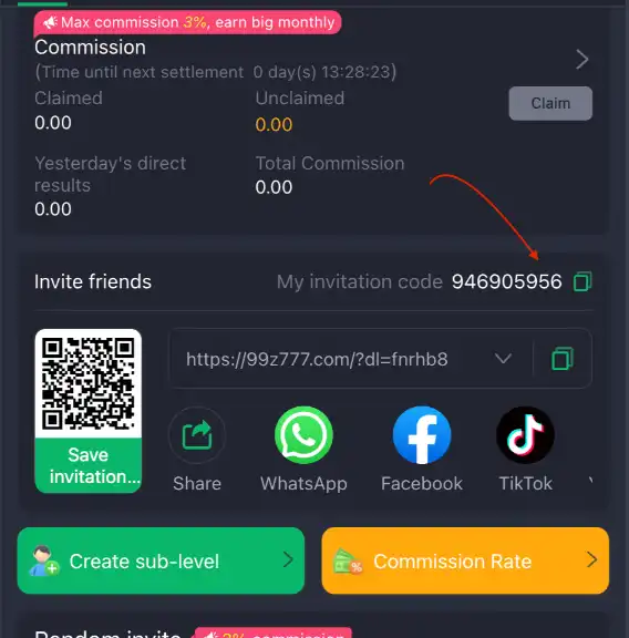 Z777 game download referral and invite rewards